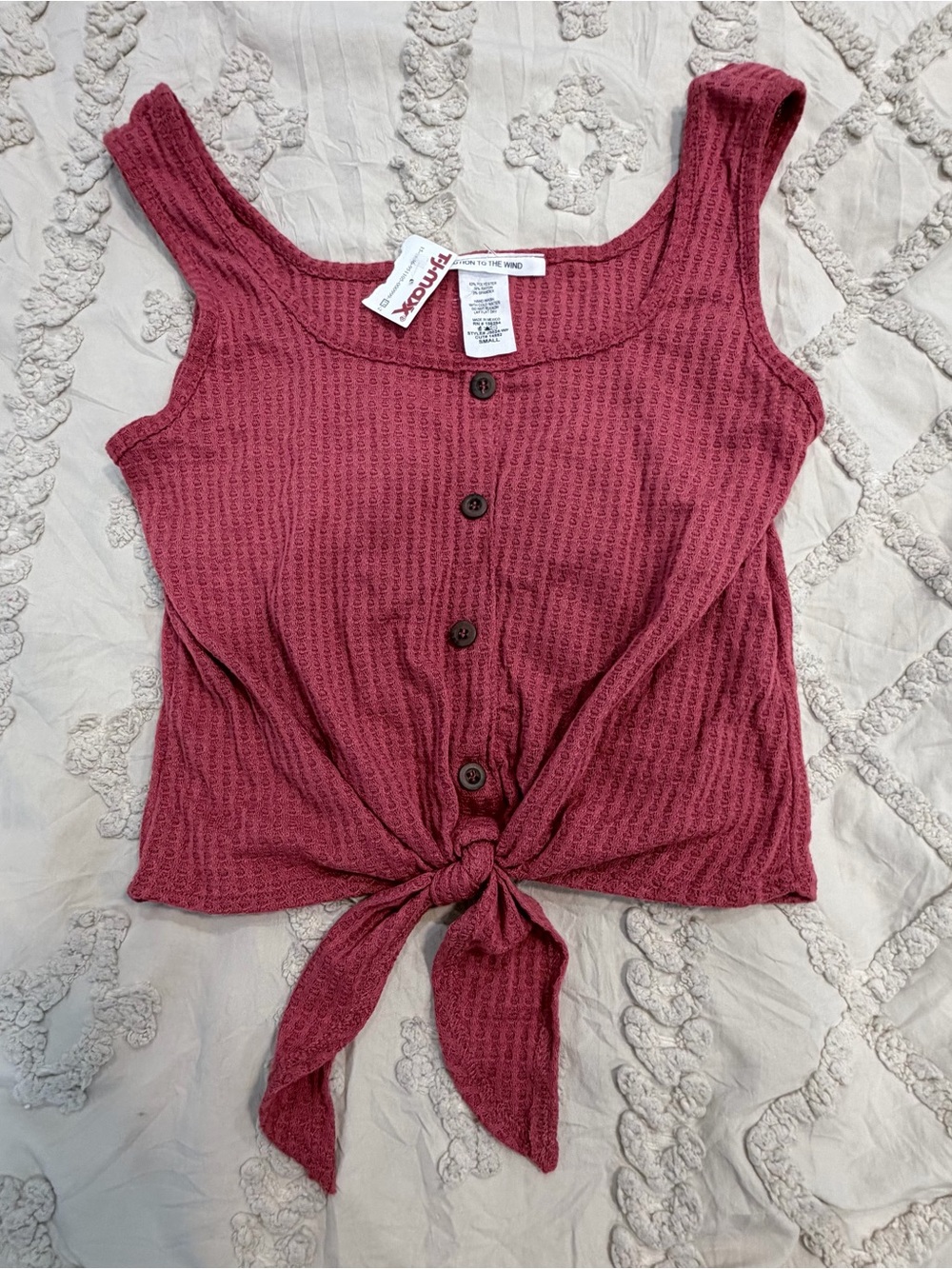 Caution To The Wind Mauve Tie-Front Knit Crop Tank